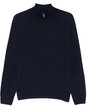 Canali Quarter-Zip Knitted Jumper - Blue