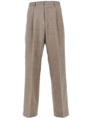 sunflower Pinstripe Pleated Trousers - Grey