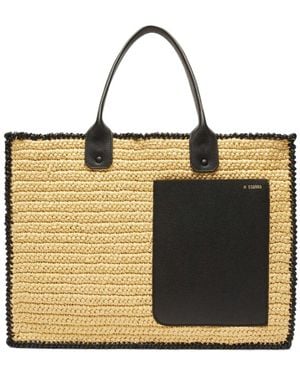 Valextra Soft Tote Raffia Crochet Large Bag - Metallic