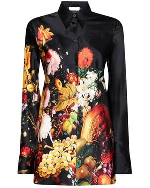 Dries Van Noten Floral Printed Button-Up Shirt - Black