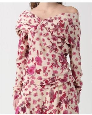 Isabel Marant Danka Off-Shoulder Draped Blouse - Pink