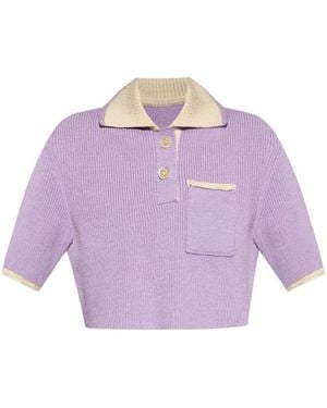 Jacquemus Le Polo Ribbed Knit Top - Purple