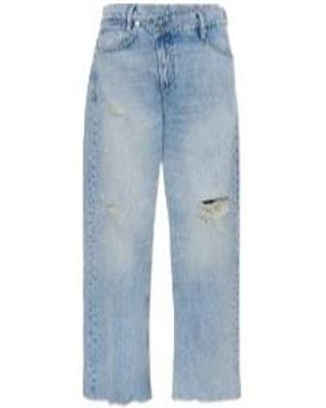 AllSaints Aki Distressed Wide-Leg Jeans - Blue