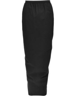 Rick Owens Soft Cotton Long Skirt With Back Split - Black