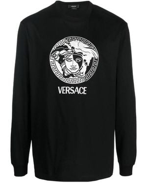 Versace Logo-Print Cotton T-Shirt - Black