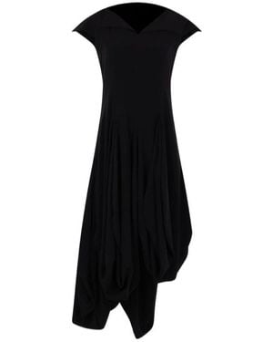 Yohji Yamamoto Asymmetric V-Neck Dress - Black