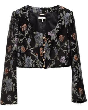 Chloé Floral-Brocade Woven Cropped Jacket - Black