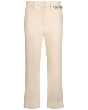 Liu Jo Mid-Rise Cropped Pants - Natural
