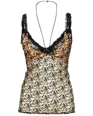 The Attico The Loghi Chain-Halterneck Tank Top - Black