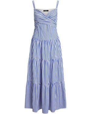 Ralph Lauren Lauren Striped Wrap Cotton Dress - Blue