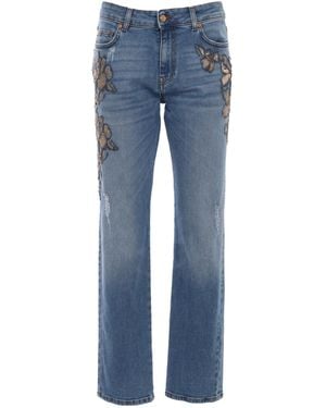 ERMANNO FIRENZE Sequined Five-Pocket Denim Jeans - Blue