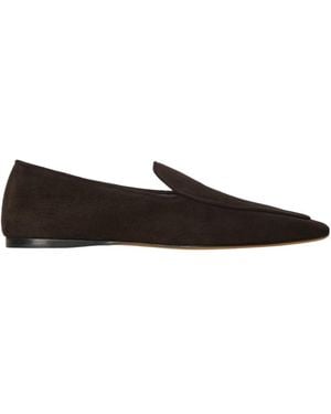 The Row Awar Suede Flat Loafers - Black
