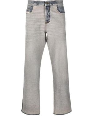 DIESEL D-Viker Logo Patch Straight-Leg Jeans - Grey