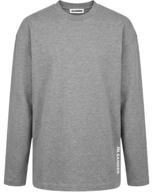 Jil Sander Long Sleeve Crew Neck Boxy Fit T-Shirt - Grey