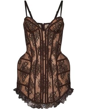 GIUSEPPE DI MORABITO Lace Bustier Dress - Brown
