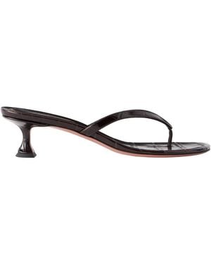 AMINA MUADDI Juliette 45 Croc-Effect Leather Thong Sandals - White