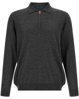 Kiton Half-Zip Polo Shirt - Grey