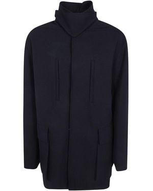 Rick Owens Fw26 Tower Runway Collared Mac - Blue