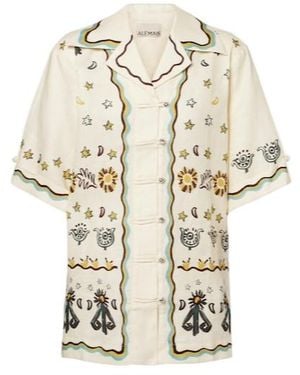 ALÉMAIS Antoinette Printed Linen Shirt - Metallic