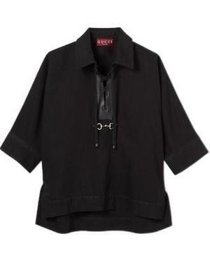 Gucci Denim Shirt With Horsebit - Black