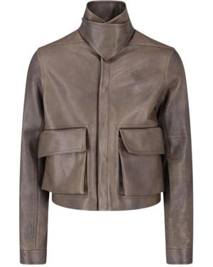 Rick Owens Funnel-Neck Jacket - Brown