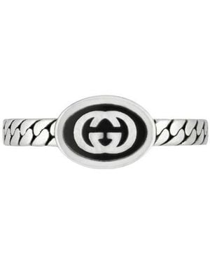 Gucci Thin Interlocking G Ring - White