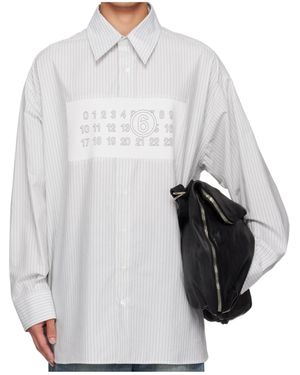 MM6 by Maison Martin Margiela Striped Button-Up Shirt - Gray
