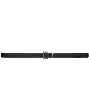 Saint Laurent Monogram Logo Plaque Belt - White
