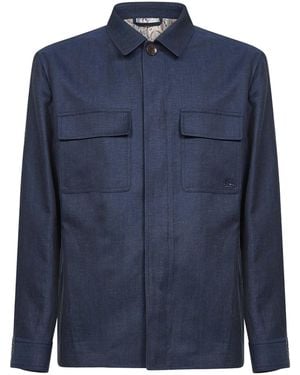 Etro Easy Fit Patch Pocket Shirt - Blue