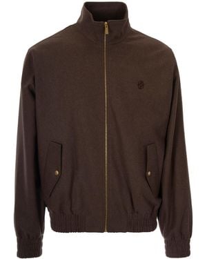 Drole de Monsieur Long-Sleeved Stand-Up Collar Jacket - Brown