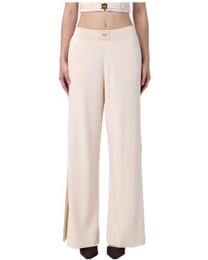 Elisabetta Franchi Side-Stripe Logo-Patch Trousers - Pink