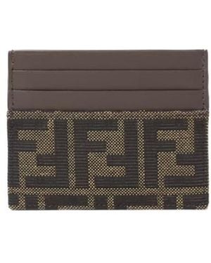 Fendi Ff Jacquard Card Holder - Grey