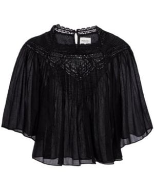 Isabel Marant Garia Lace-Trimmed Cotton Blouse - Black