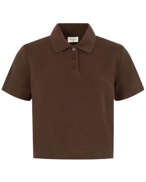 Saint Laurent Oversized Logo-Embroidered Polo Shirt - Brown