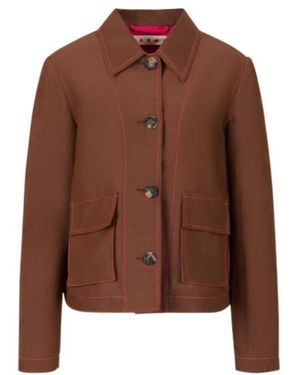Marni Contrast Stitch Boxy Jacket - Brown