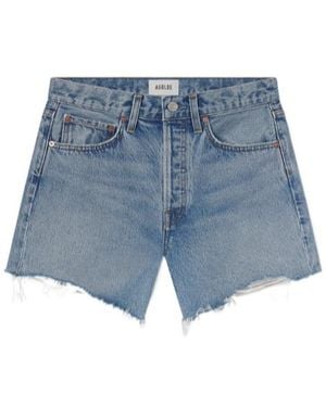 Agolde Parker Long Distressed Shorts - Blue