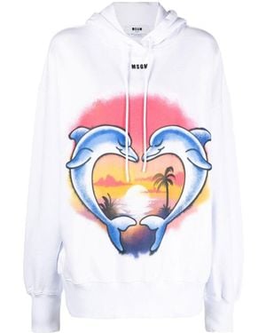 MSGM Logo Hooded Jumper - White