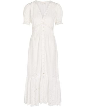 LoveShackFancy Cut-Out Embroidered Dress - White