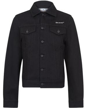 Off-White c/o Virgil Abloh Logo Denim Coat - Blue