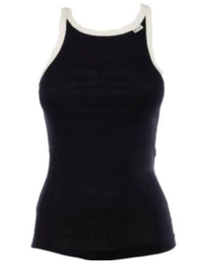 Prada Contrast Trim Ribbed Tank Top - Black