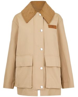 Ganni Camel Twill Midi Jacket - Natural