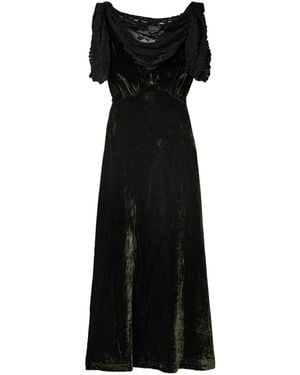Sea Norabelle Lace-Trimmed Crushed-Velvet Maxi Dress - Black
