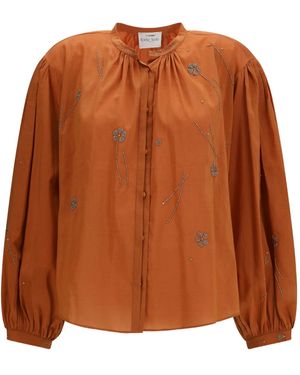 forte_forte Fleurs Dorient Embroidered Shirt - Brown