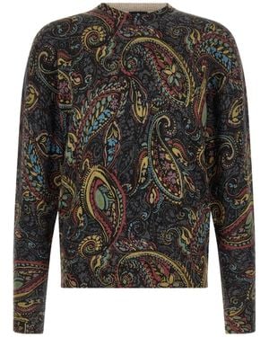 Etro Paisley Crew Neck Knitted Jumper - Black