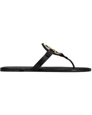 Tory Burch Miller Logo Plaque Sandals - Brown