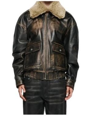 MISBHV Front-Pocket Leather Jacket - Black