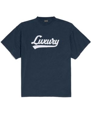 Balenciaga Luxury Script Oversized T-Shirt - Blue