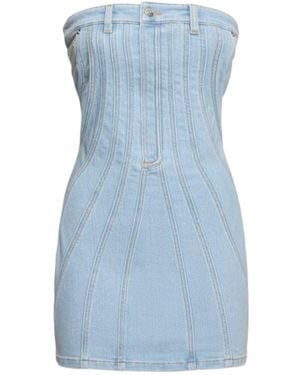 Mugler Elasticity Denim Off-Shoulder Mini Dress - Blue