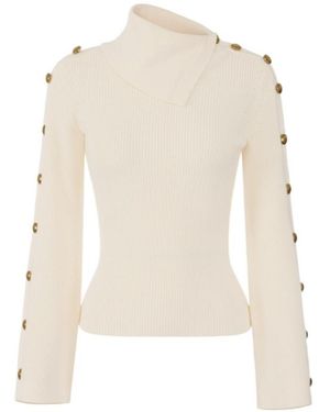 Elisabetta Franchi Knit Pullover With Jewel Buttons - White