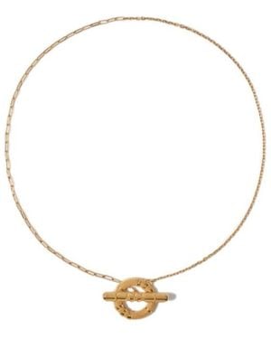 Burberry Check Granulation T-Bar Necklace - Metallic